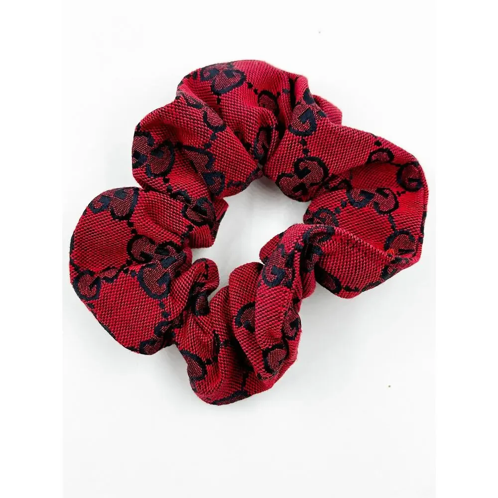 Gemelli Stephie Red & Blue Set Monogram Scrunchie Hair Tie Elastic Accessory NWT